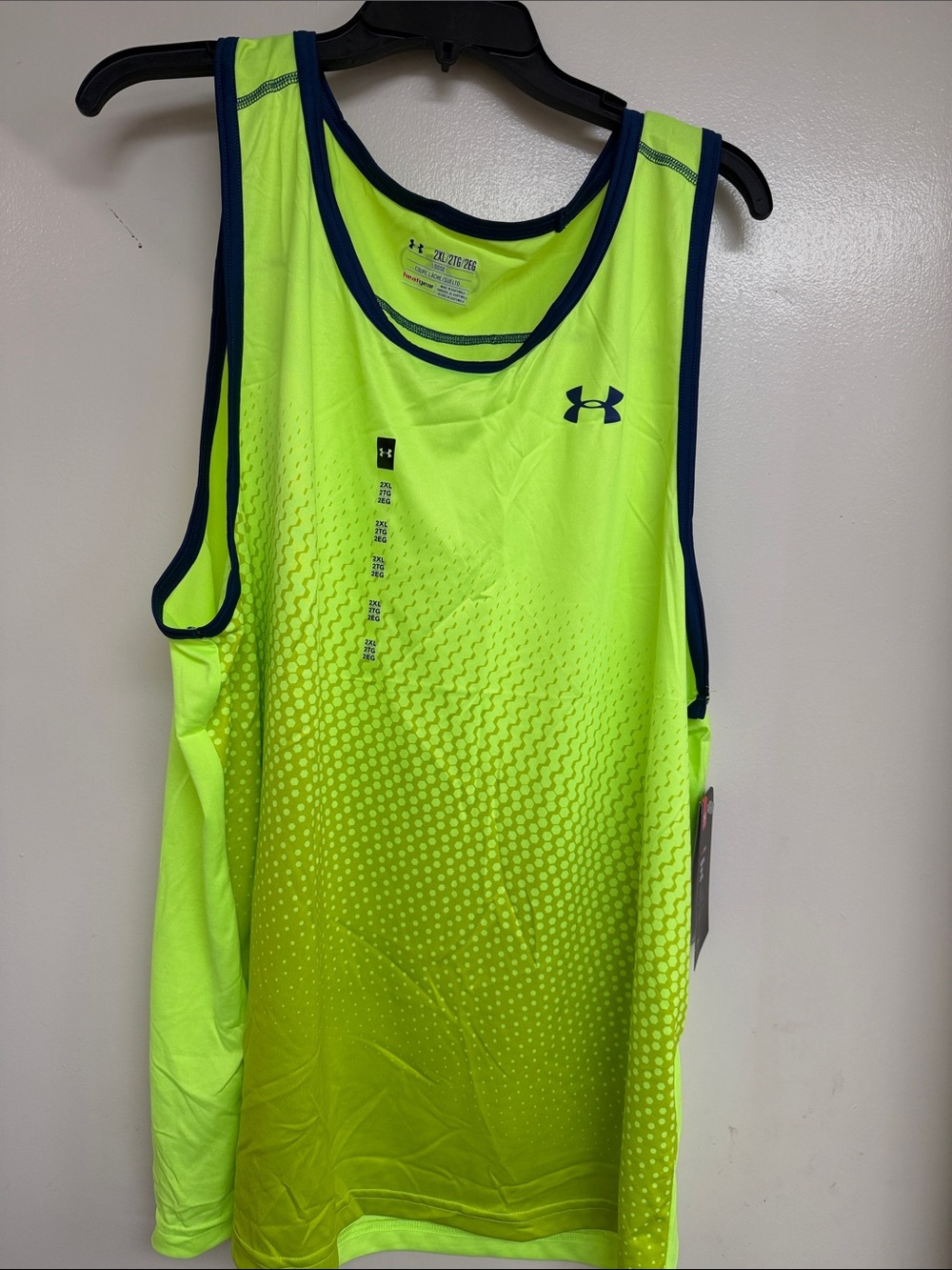 Under Armour Neon Yellow Tank with Navy Trim